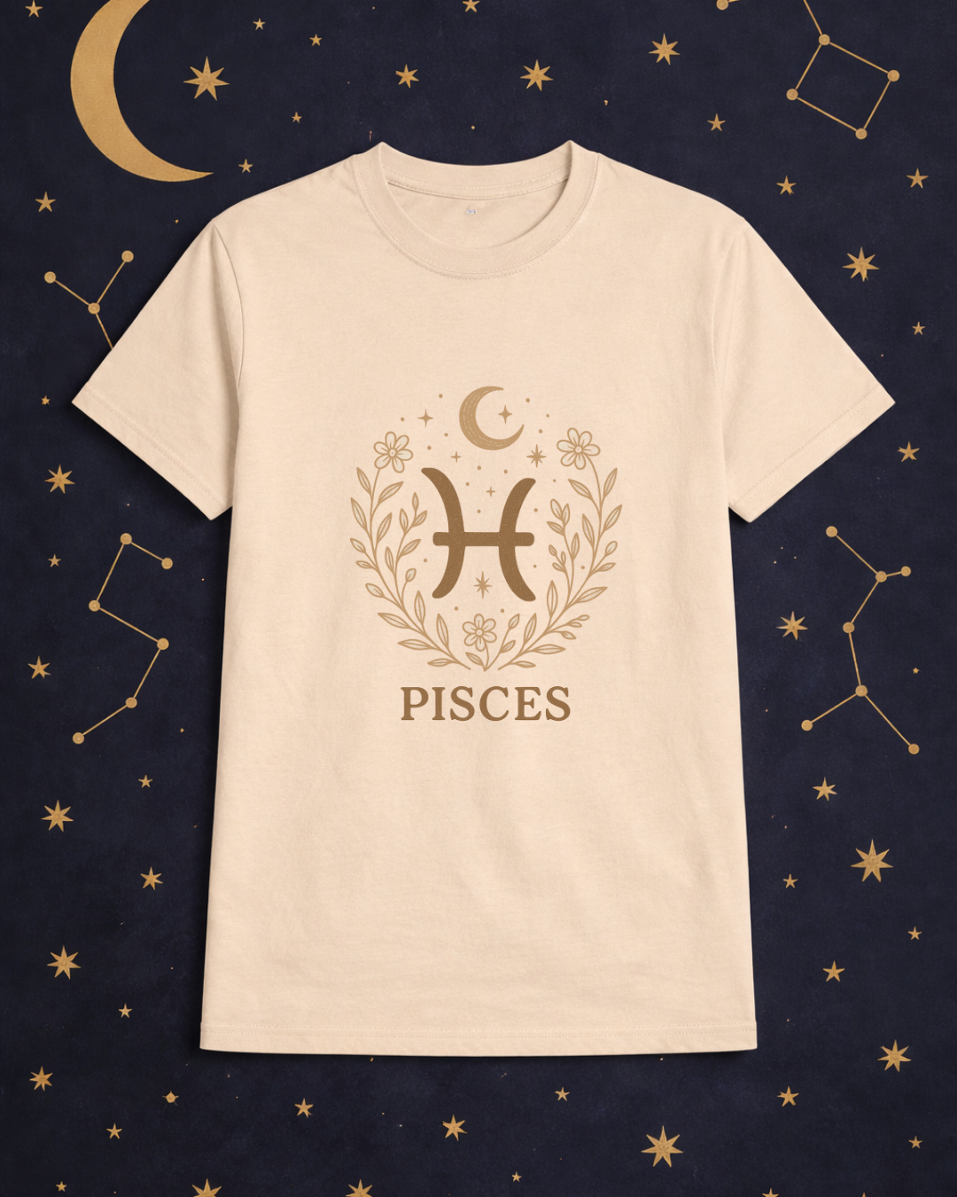 Pisces Zodiac T-Shirt – Minimalist Astrology Shirt, Pisces Symbol Tee, Celestial Horoscope Graphic Tee, Unisex Zodiac Gift