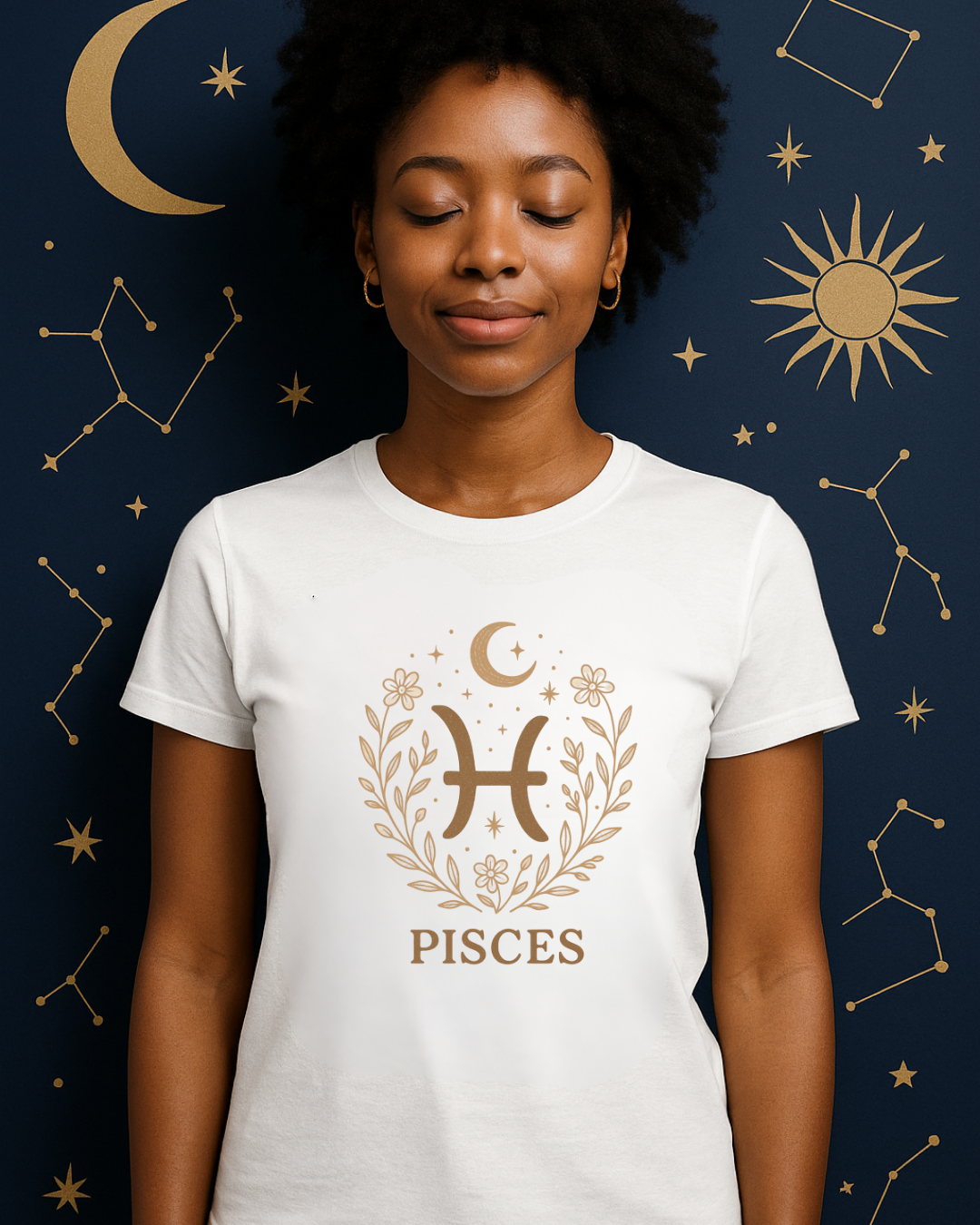 Pisces Zodiac T-Shirt – Minimalist Astrology Shirt, Pisces Symbol Tee, Celestial Horoscope Graphic Tee, Unisex Zodiac Gift