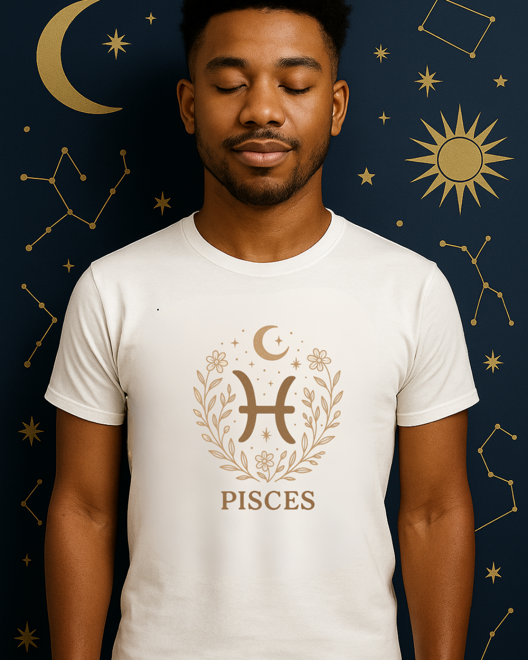 Pisces Zodiac T-Shirt – Minimalist Astrology Shirt, Pisces Symbol Tee, Celestial Horoscope Graphic Tee, Unisex Zodiac Gift
