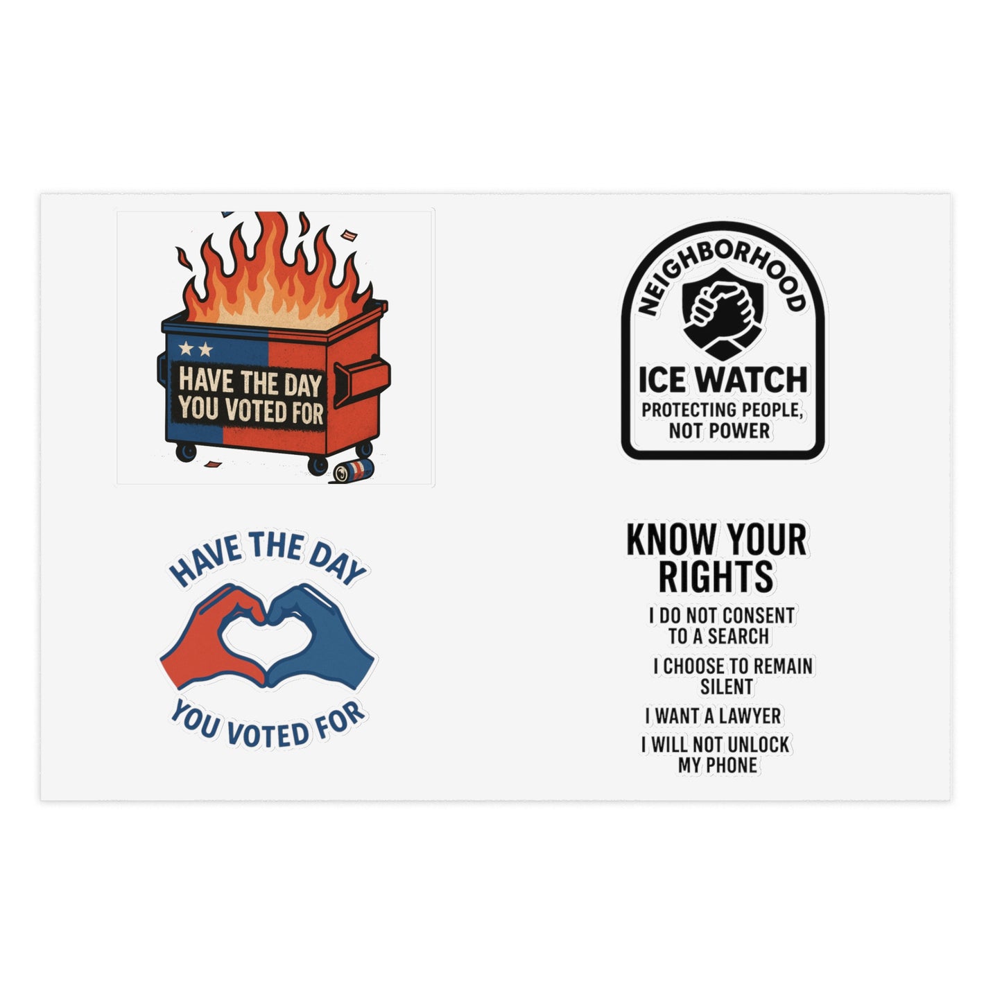 Know Your Rights Sticker Pack – Activist & Political Vinyl Stickers