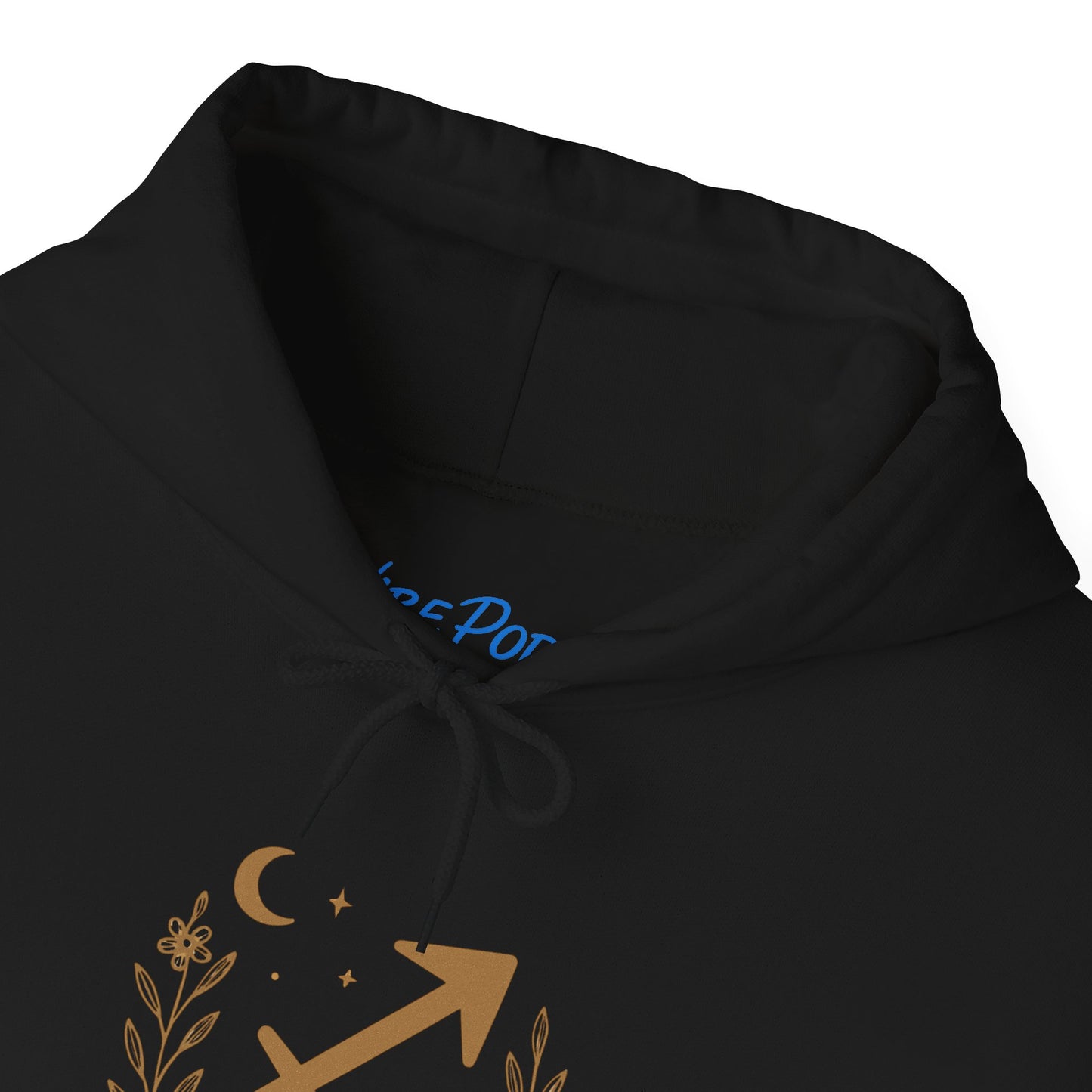 Sagittarius Zodiac Hoodie – Gold Celestial Archer Design on Gildan 18500 Unisex Astrology Sweatshirt
