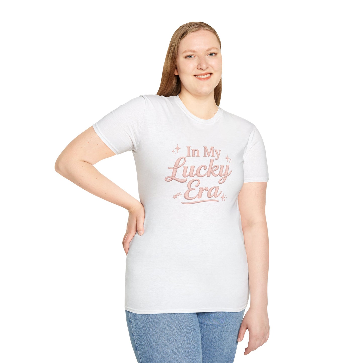 In My Lucky Era Shirt – Pink Script Lucky Girl Aesthetic Tee, Positive Quote Graphic T-Shirt for Women