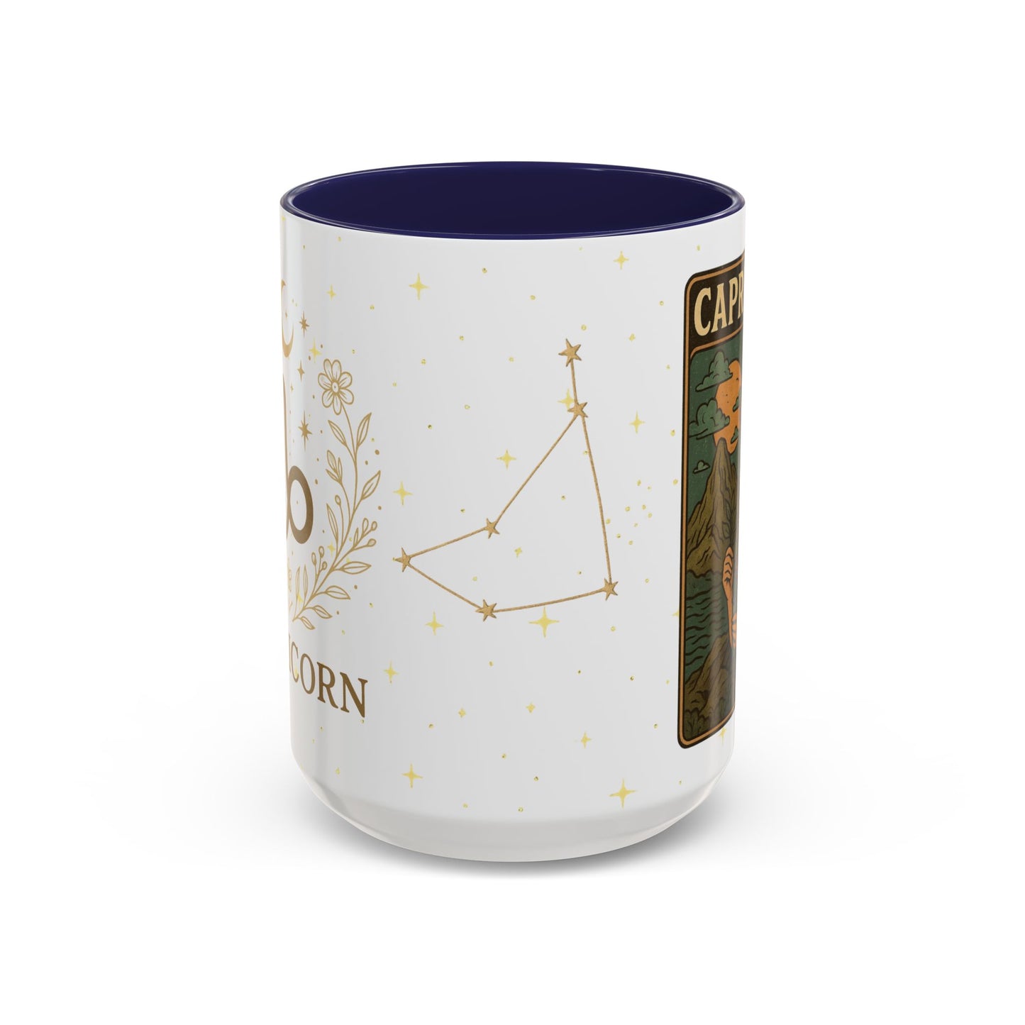 Capricorn Zodiac Mug 15oz – Constellation Wrap Astrology Coffee Cup – Two Tone Navy Ceramic Mug