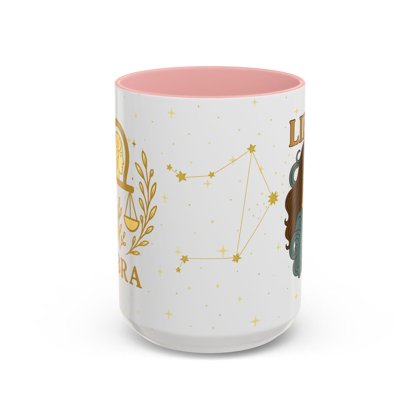 Libra Zodiac 15oz Ceramic Mug – Teal Handle Astrology Coffee Cup for Air Signs