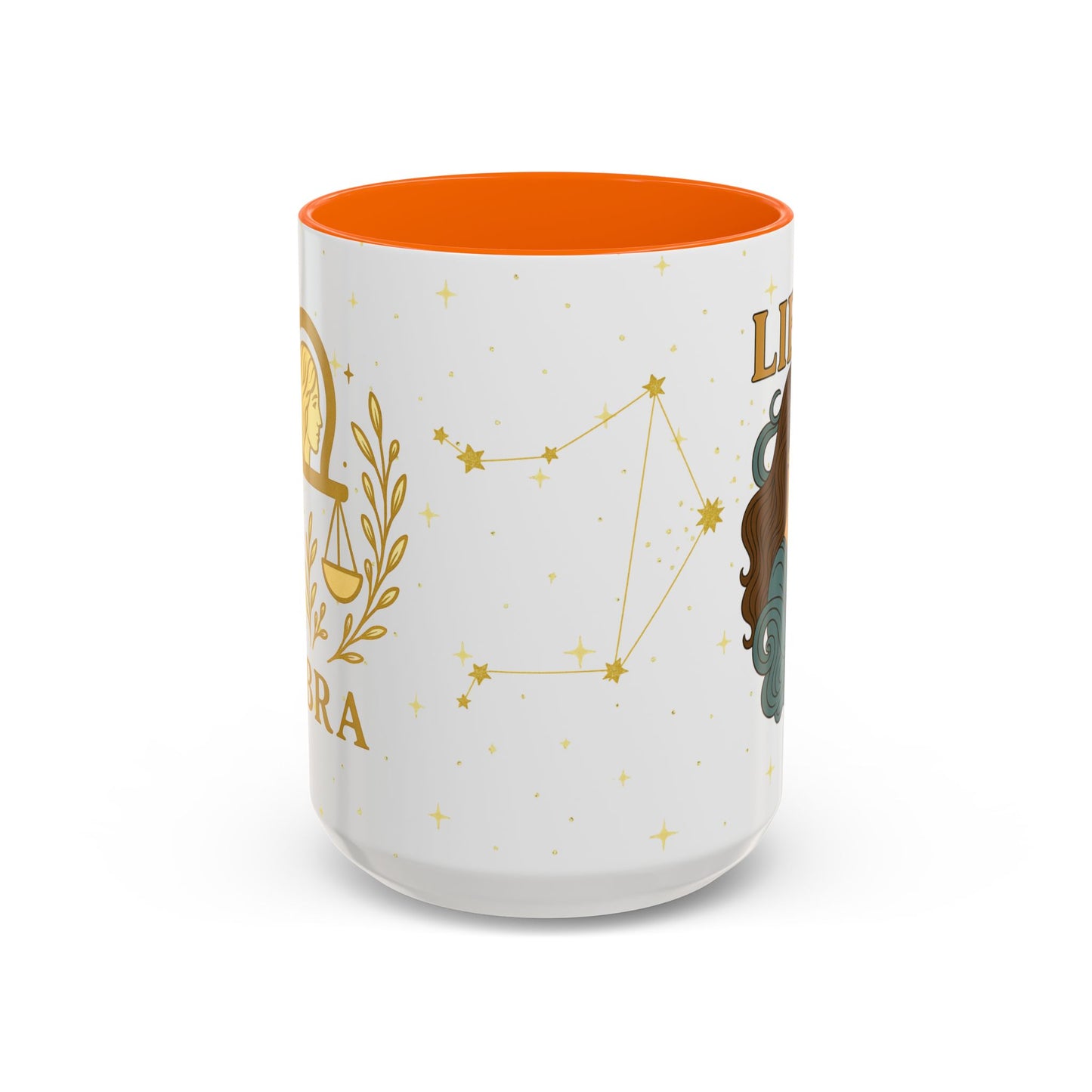 Libra Zodiac 15oz Ceramic Mug – Teal Handle Astrology Coffee Cup for Air Signs