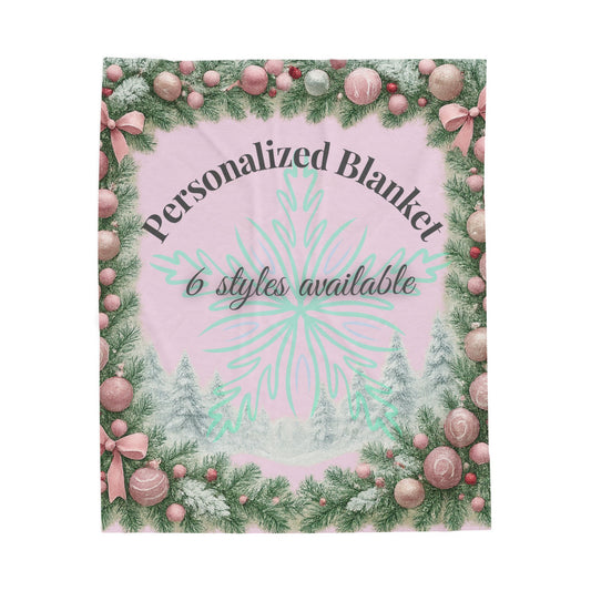 Personalized Christmas Blanket | Custom Family Name | Cozy Holiday Throw | Velveteen Plush Blanket